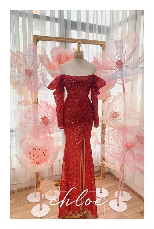 Váy thiết kế may đo Chloe bling tay dài 18 - Image 2