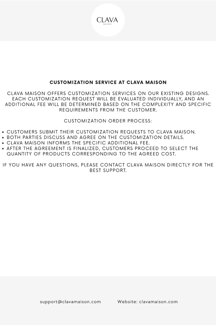 Customization surcharge agreed upon with Clava Maison