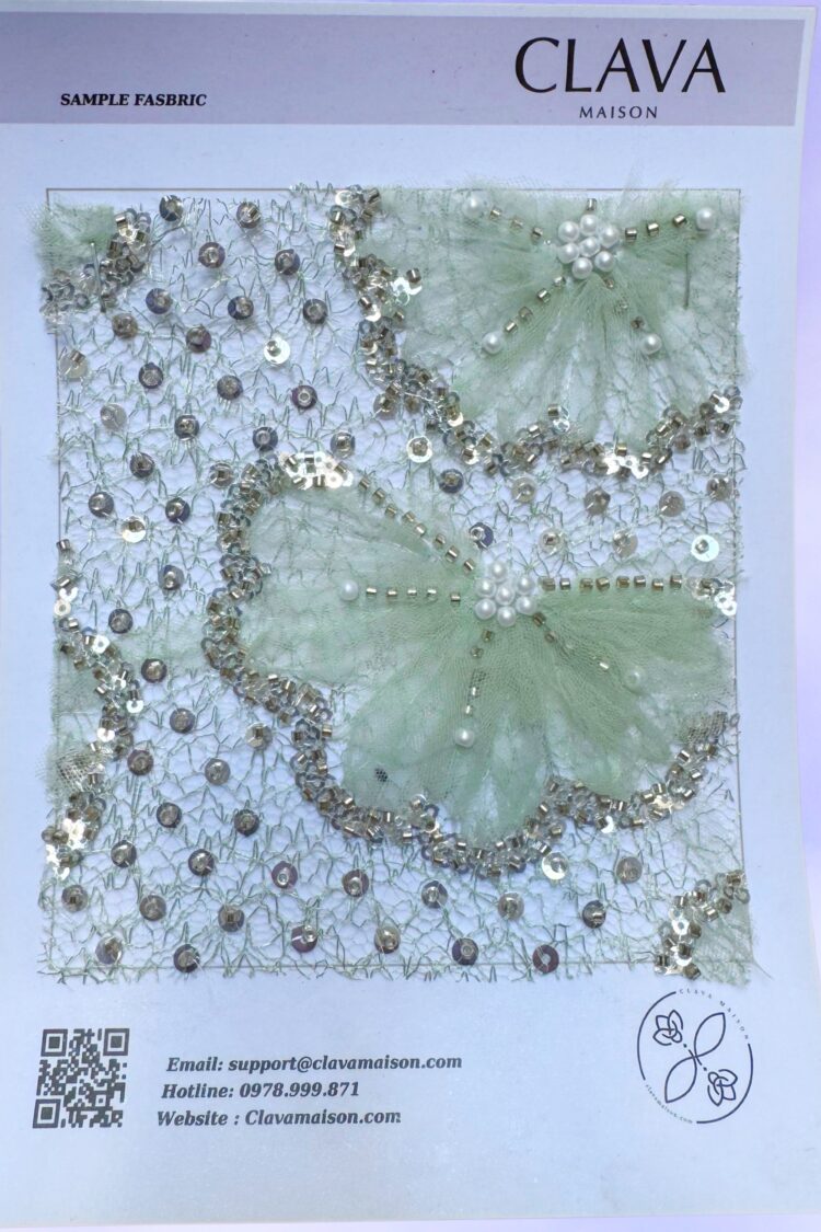 Alternative view of Fabric 3D Flower Beaded Mesh 01 Clava Maison