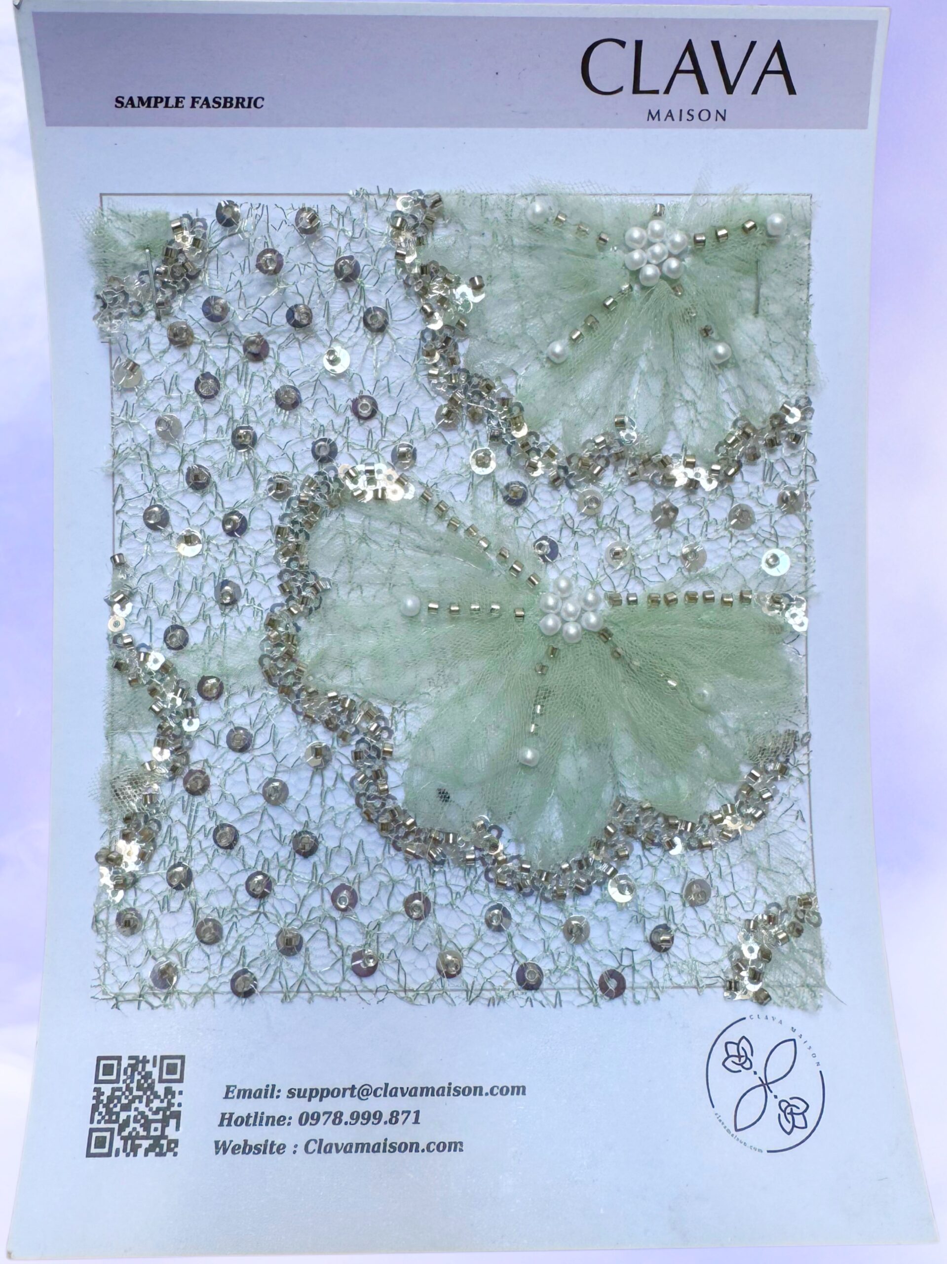 Fabric 3D Flower Beaded Mesh 01 Clava Maison - Image 2