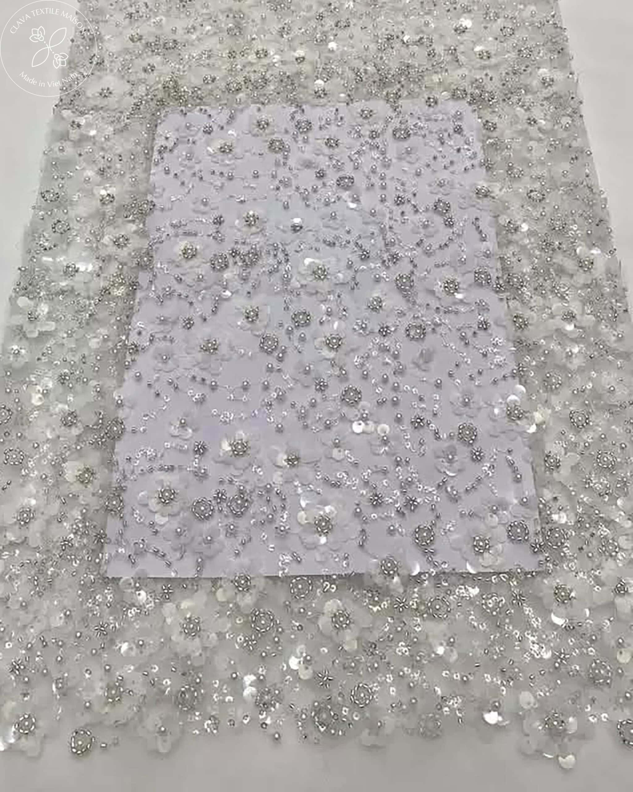 Fabric 3D Flower Beaded Mesh 02 Clava Maison - Image 10