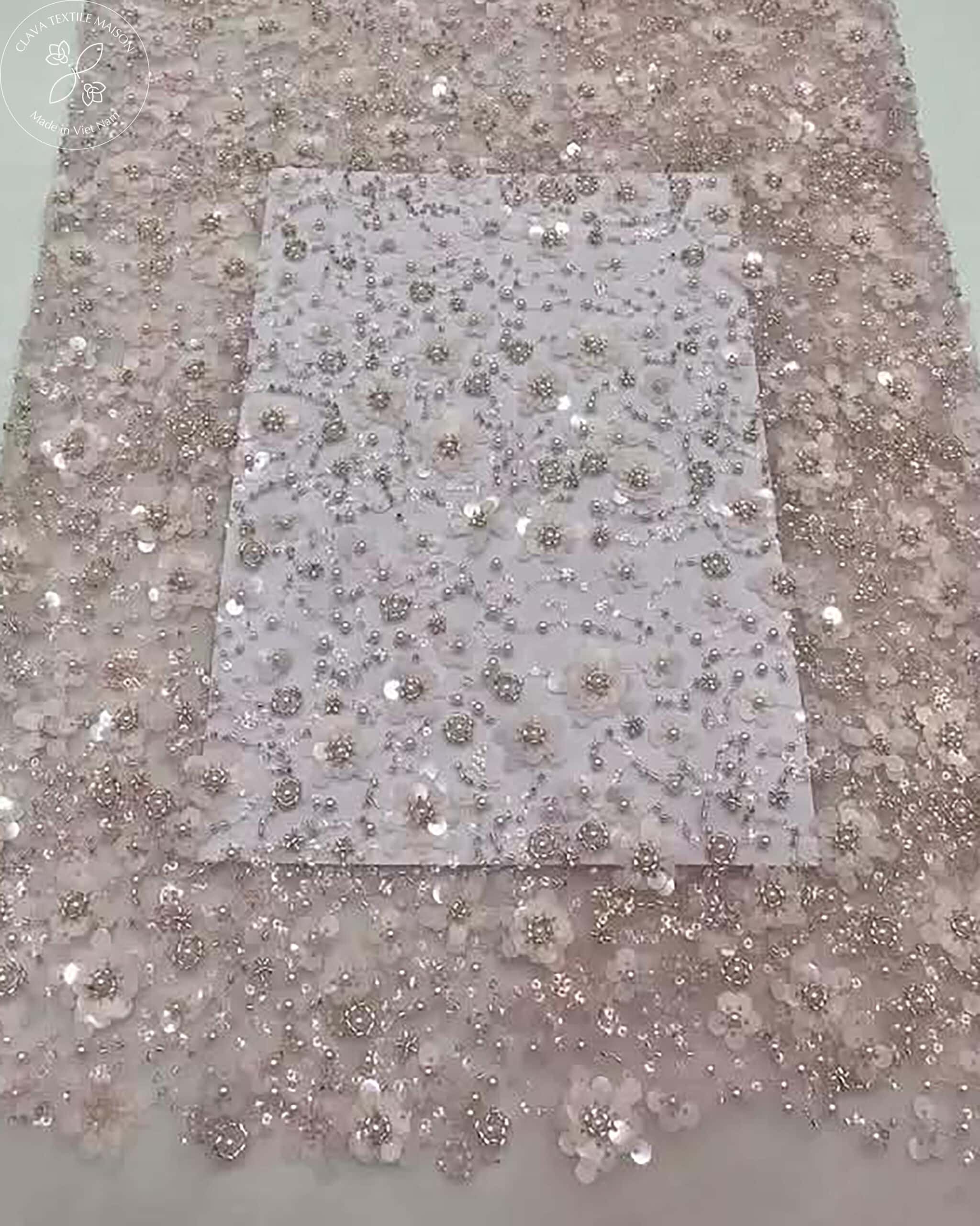 Fabric 3D Flower Beaded Mesh 02 Clava Maison - Image 9
