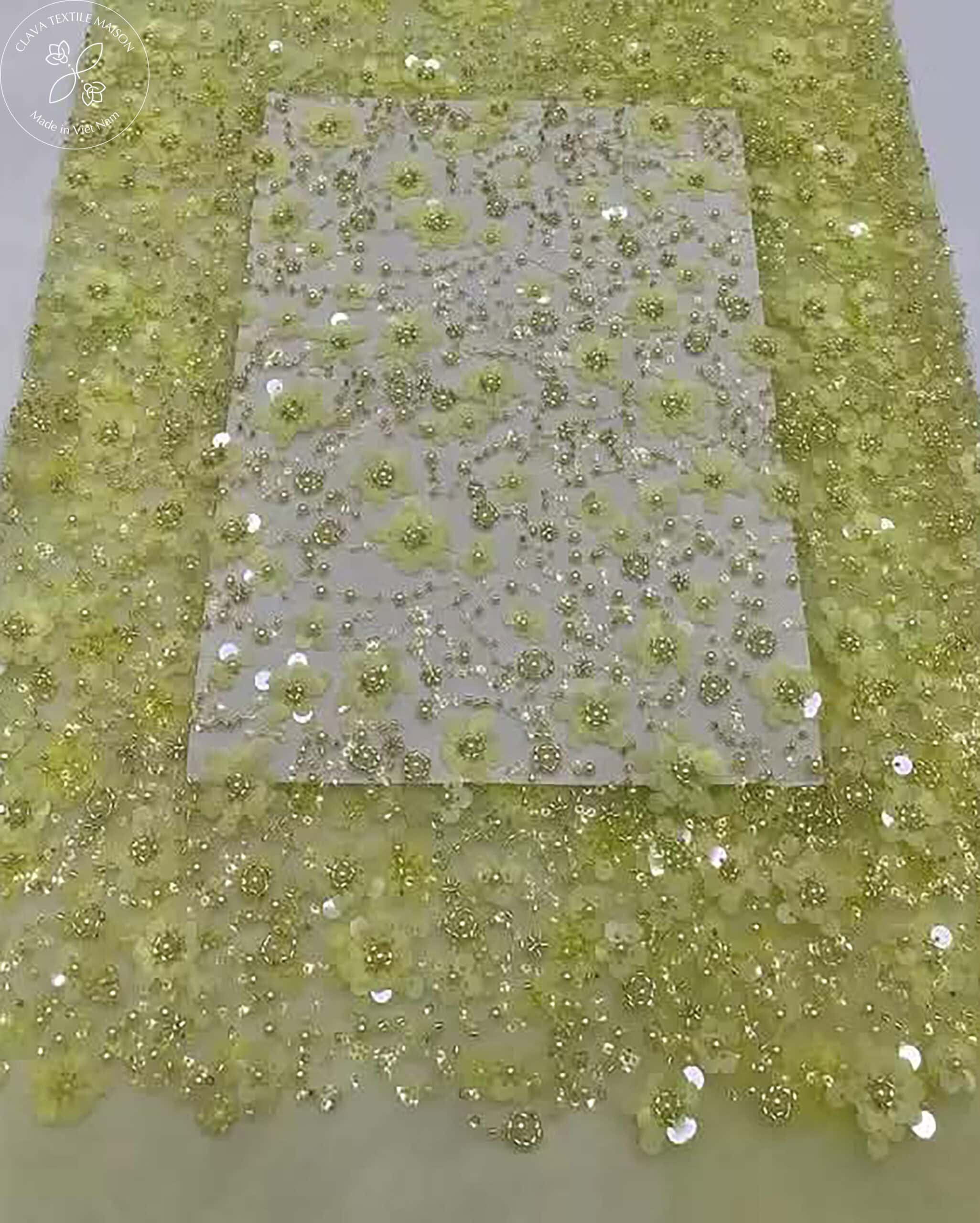 Fabric 3D Flower Beaded Mesh 02 Clava Maison - Image 8