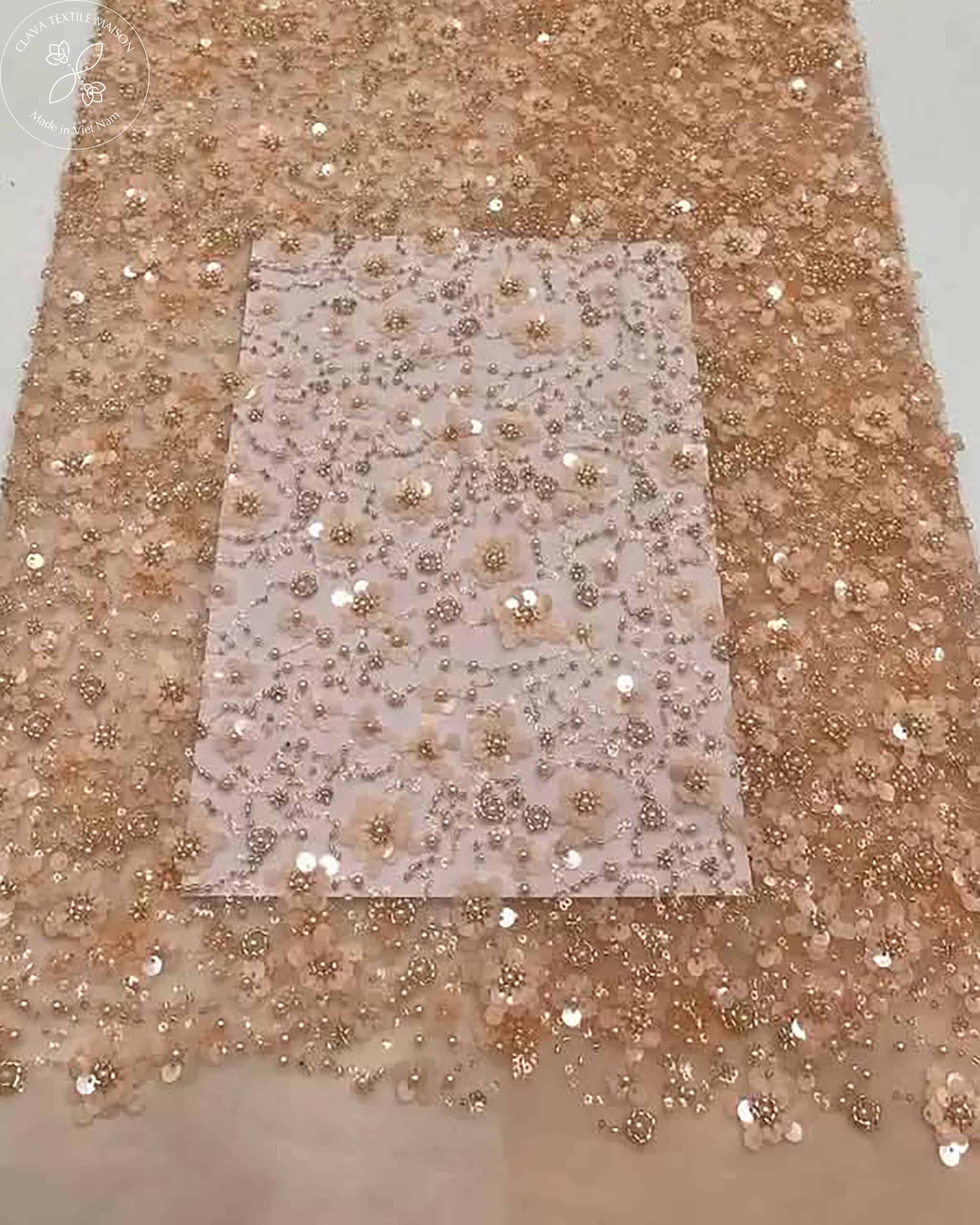 Fabric 3D Flower Beaded Mesh 02 Clava Maison - Image 7