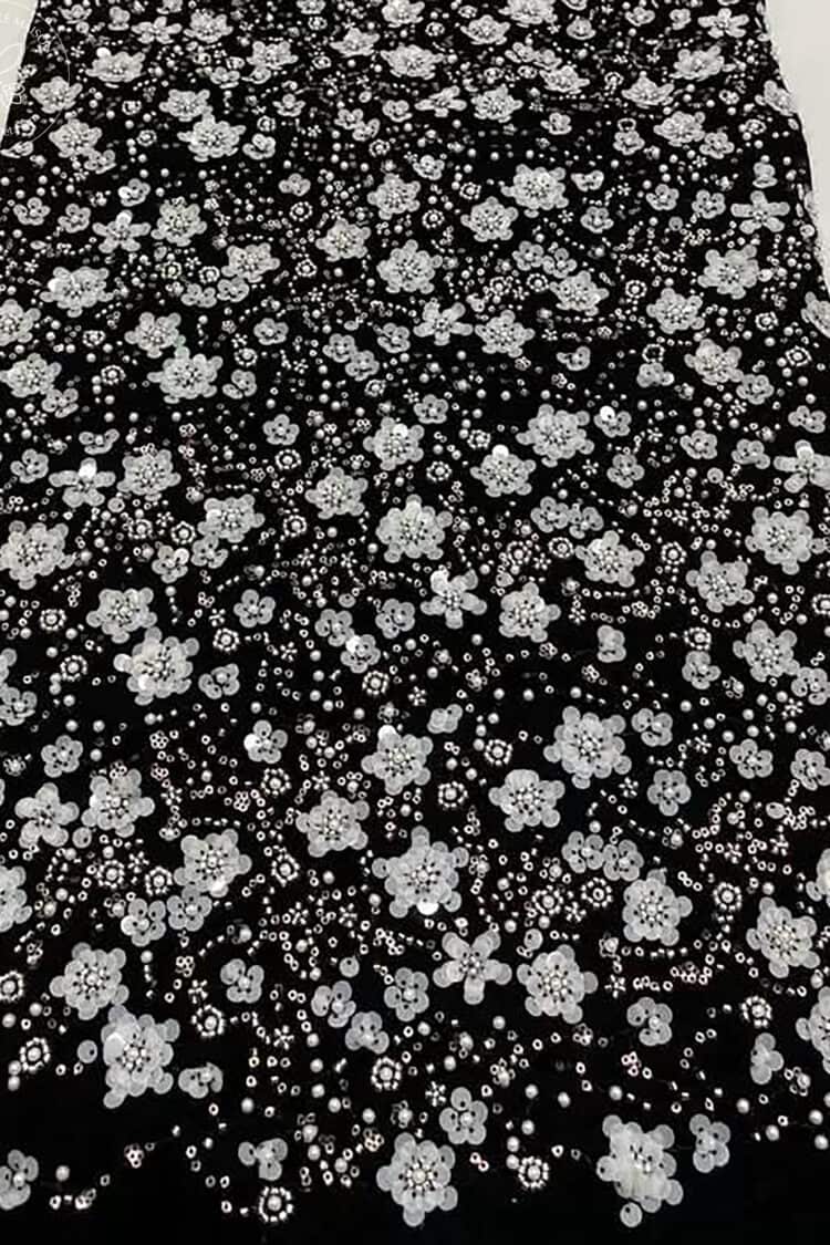 Alternative view of Fabric 3D Flower Beaded Mesh 02 Clava Maison