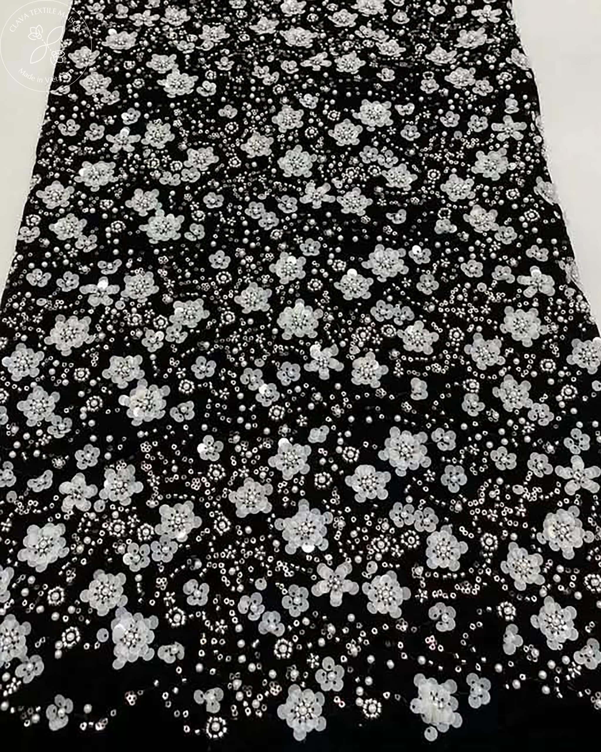 Fabric 3D Flower Beaded Mesh 02 Clava Maison - Image 2