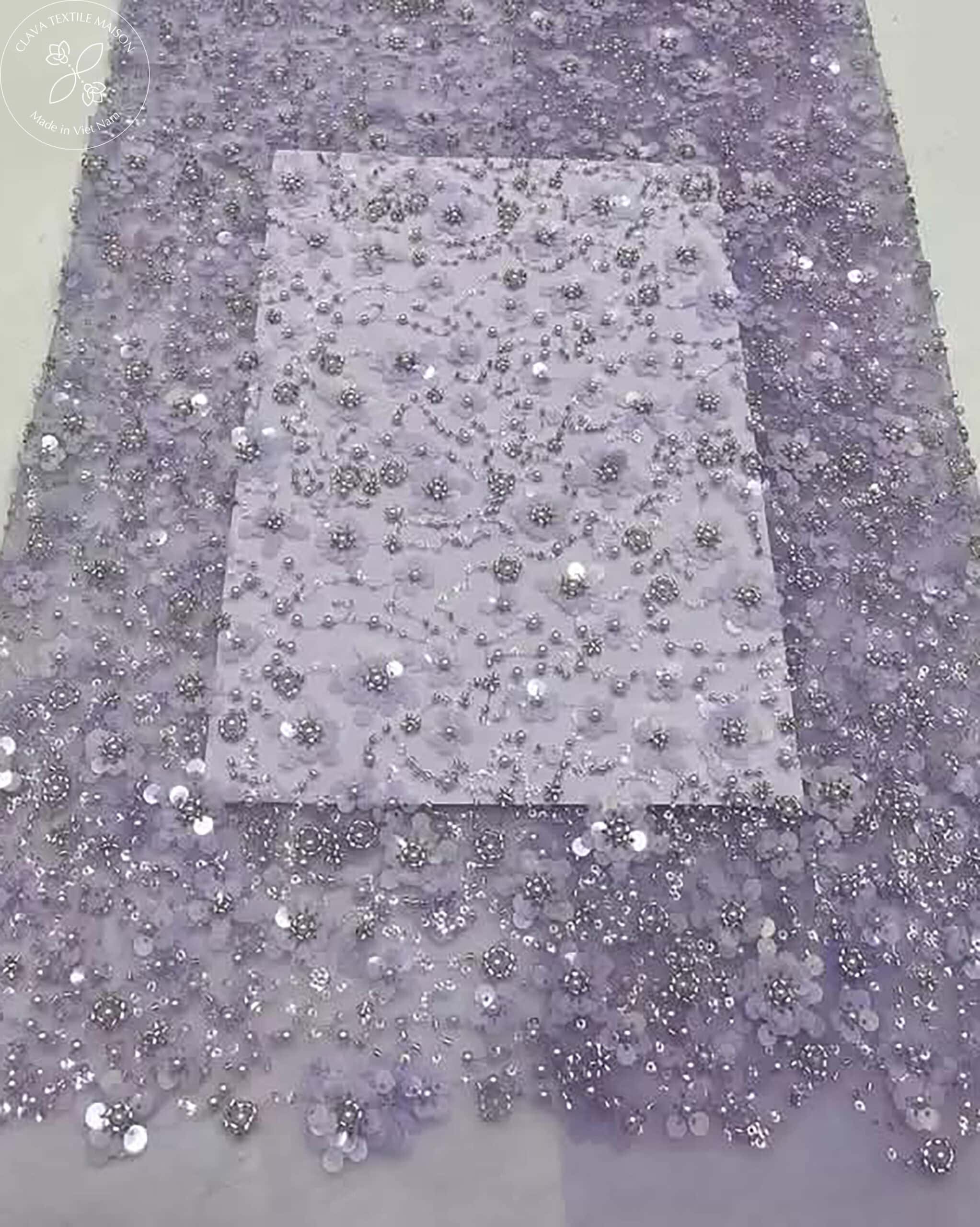 Fabric 3D Flower Beaded Mesh 02 Clava Maison - Image 4
